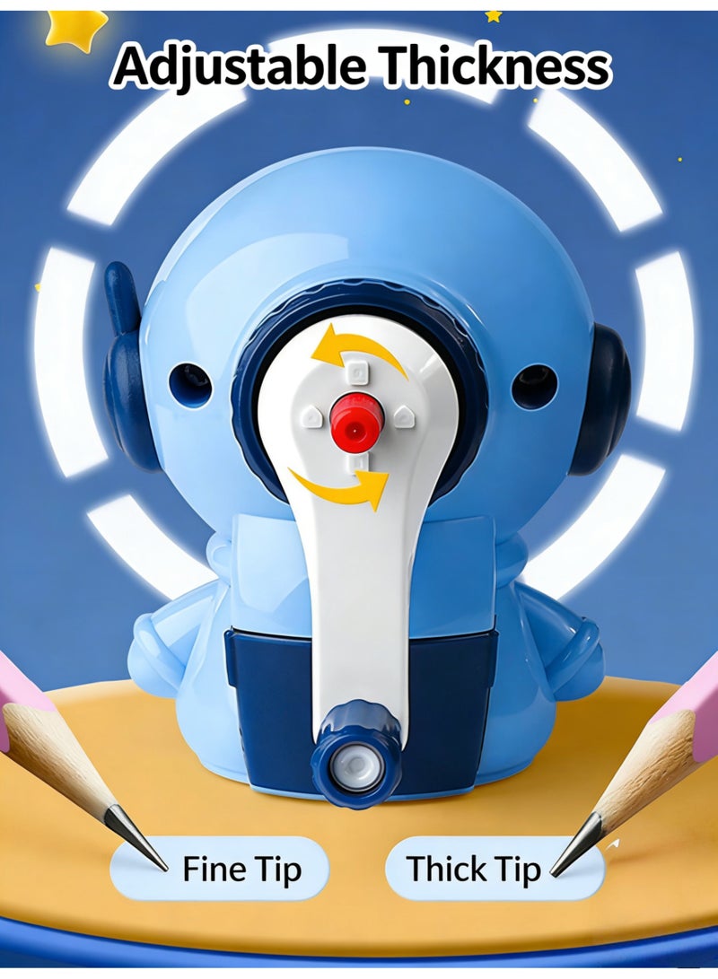 dingb Manual Pencil Sharpener, Astronaut Shaped Sharpener, Pencil Sharpener for Kids, Cute Pencil Sharpener, Fun Pencil Sharpener for Classroom School Supplies Home Office, Stationery Supplies (Adjustable thickness) - Image 4